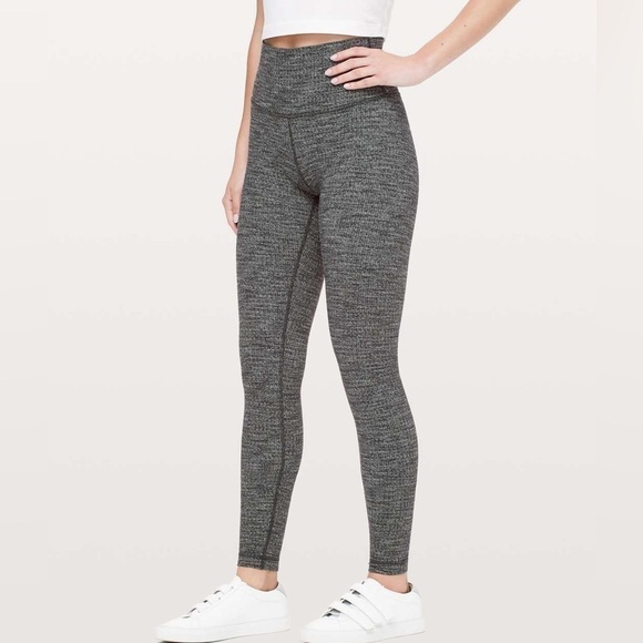 Lululemon Wunder Under Hi-Rise Tight *28" Luon Variegated Knit Gray Heathered